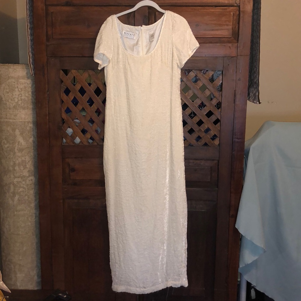 Black tie Oleg Cassini velvet beaded dress